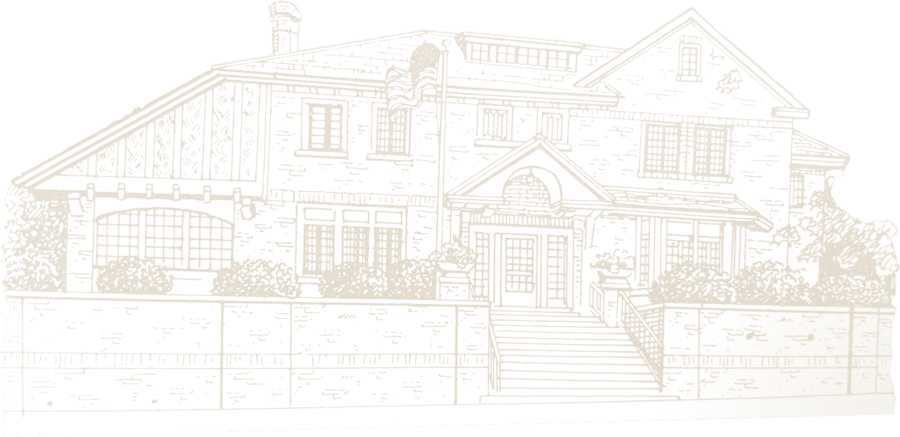 Line drawing of the Emma Carter Sharpe Zeis mansion
