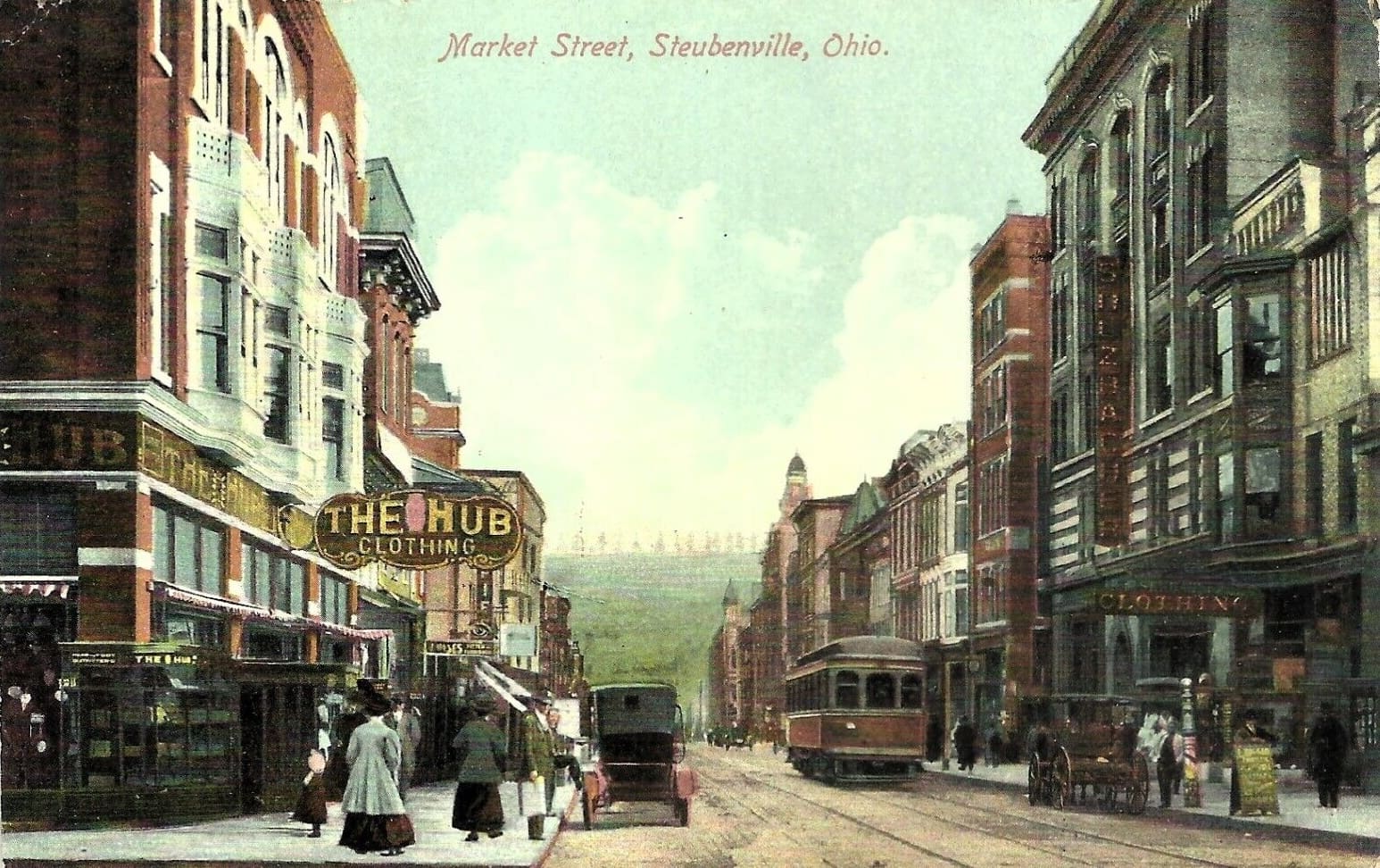 Vintage postcard of Market Street, Steubenville